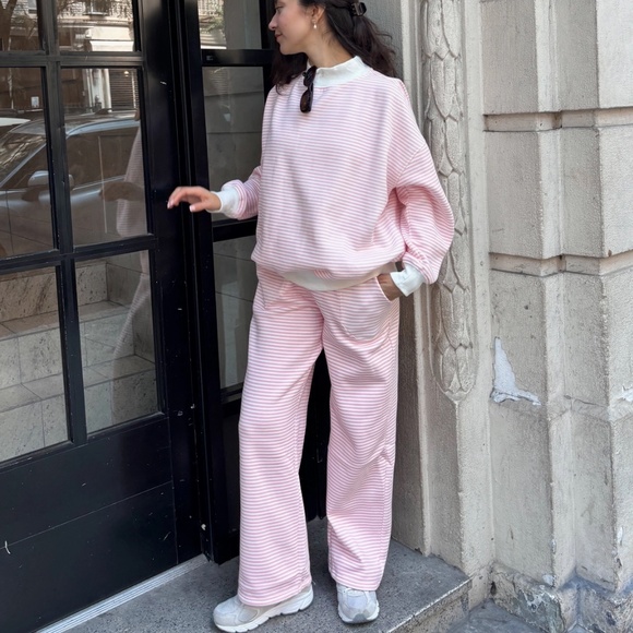 Sun-kissed Coconut “ Sara “ Sun-kissed Coconut Pink Stripe Sweat Pants ONLY 84 - Picture 6 of 7